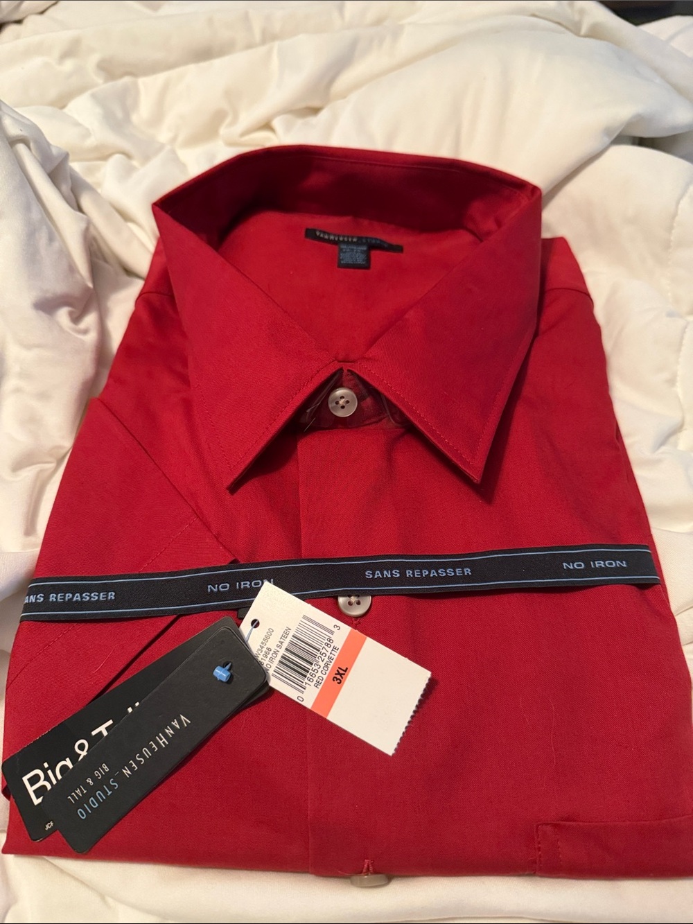 Van Heusen Studio Red Corvette No-Iron short sleeve collard button up shirt 3XL